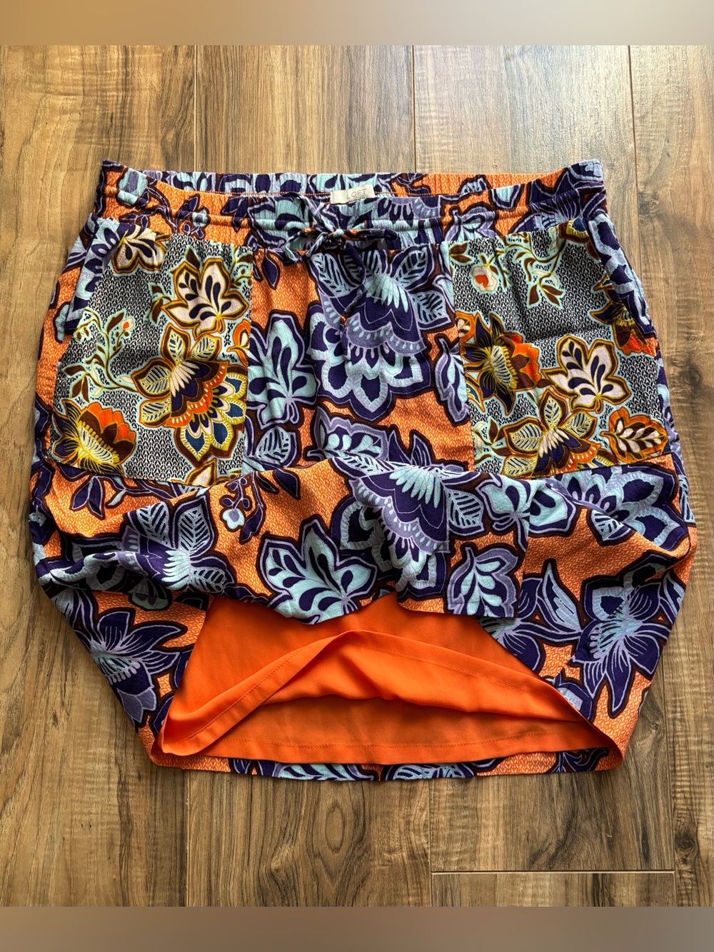 LOFT Mixed Print Floral Mini Skirt with Contrast Pockets - Size L